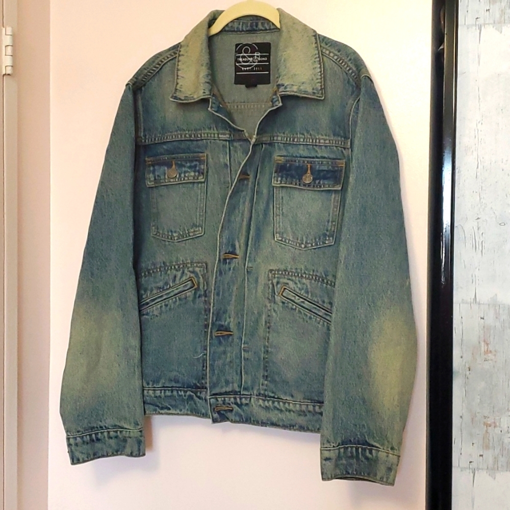 Treasure And Bond Vintage Look Light Blue Denim Jacket